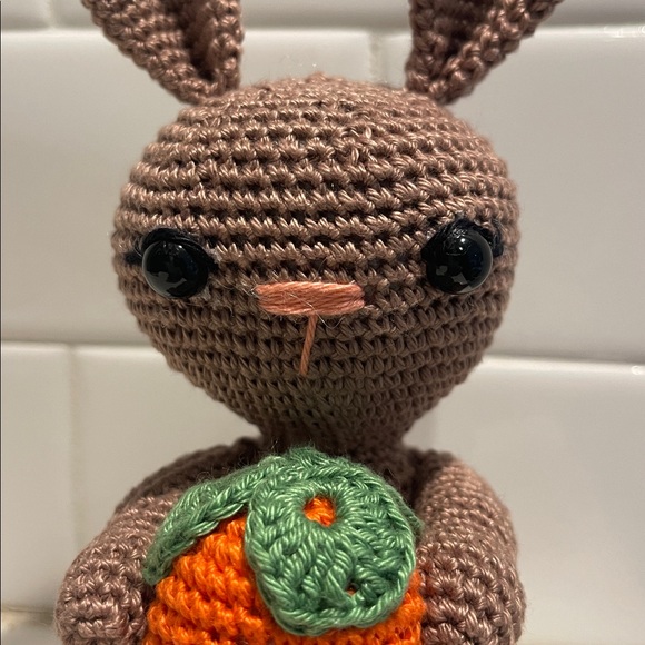 Handcrafted Spring Easter Bunny Rabbit Holiday Decor Amigurui Crochet Carrot - Picture 4 of 10